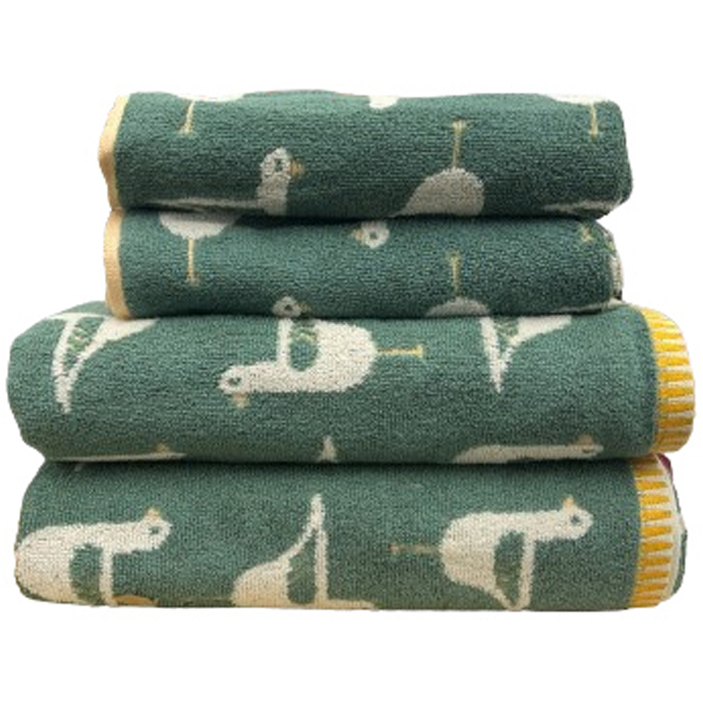 Bellissimo Sea Gull Green Turkish Cotton Hand and Bath Towels Set of 4 Image 1