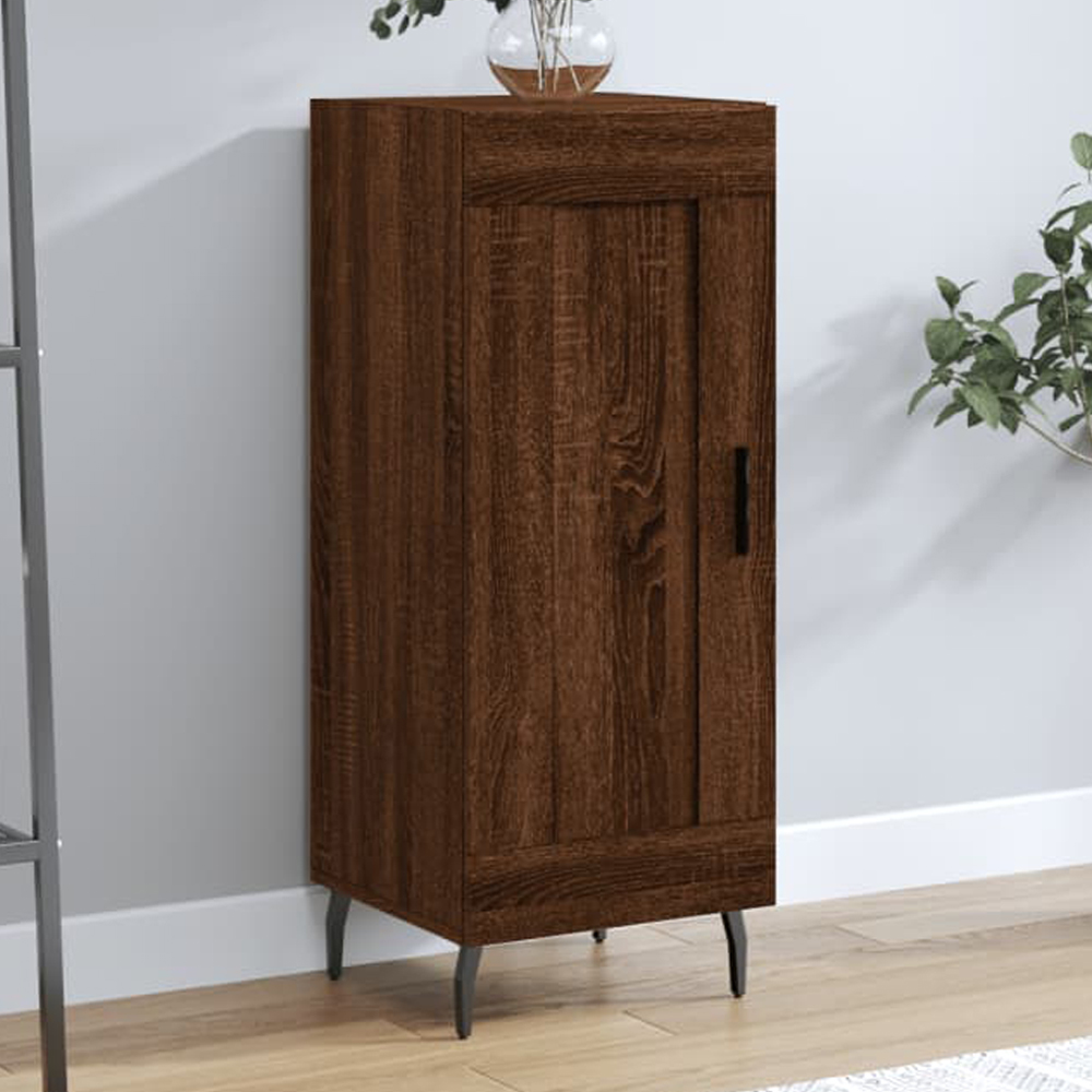 vidaXL Single Door Brown Oak Sideboard with Metal Legs Image 1