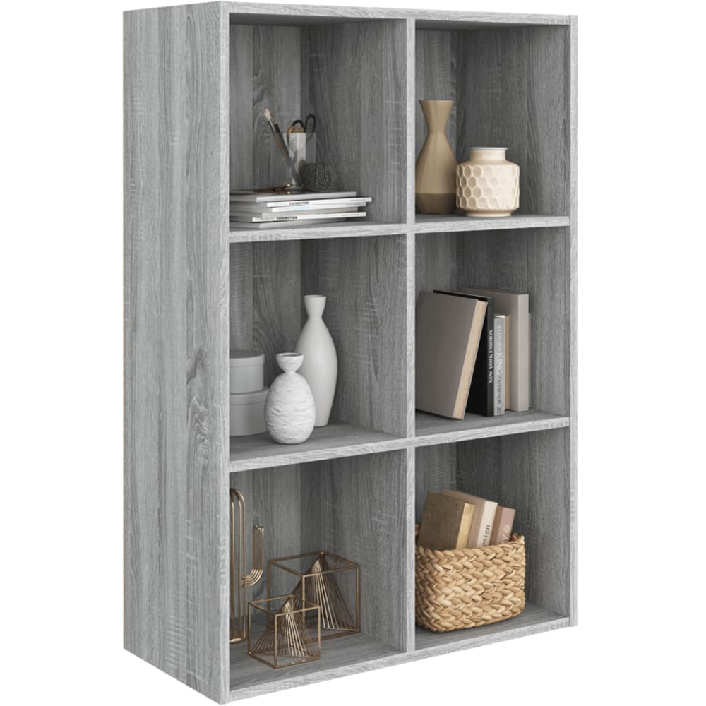 vidaXL 6 Shelf Grey Sonoma Bookcase Image 3