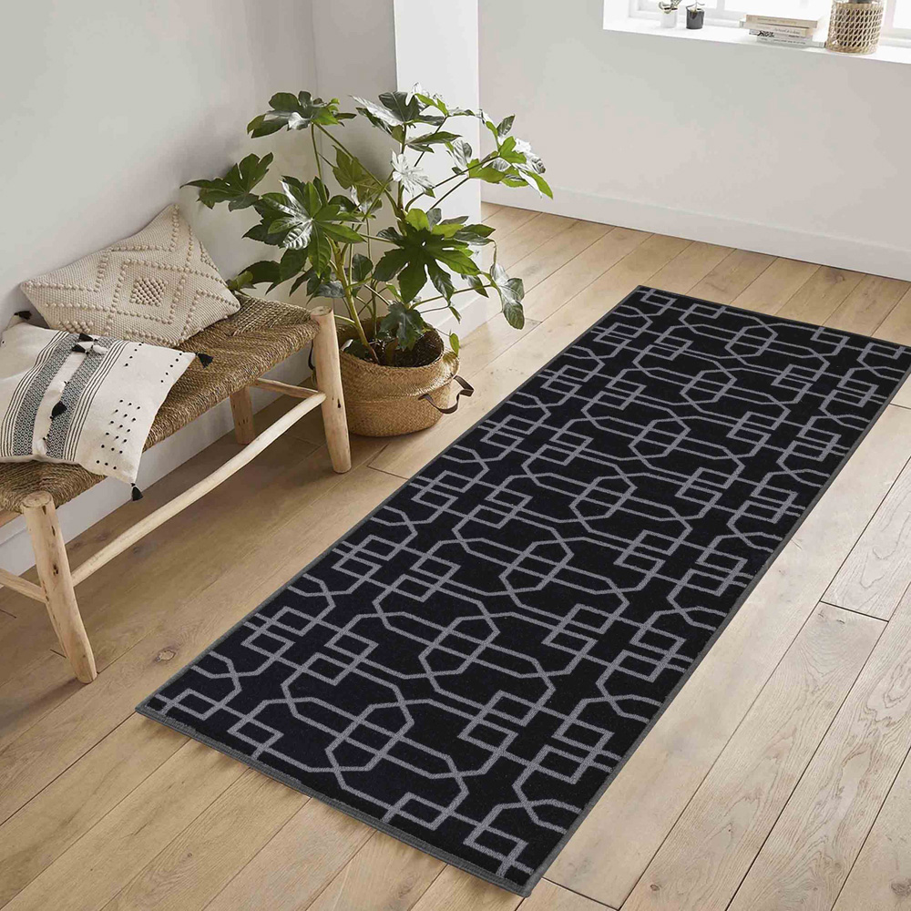 Desire Rugs Havana Black Cubed Trellis Anti Slip Door Mat 120 x 67cm Image 4
