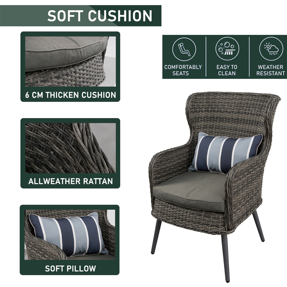 Furniture One 4 Seater Rattan Garden Dining Set Grey Image 6