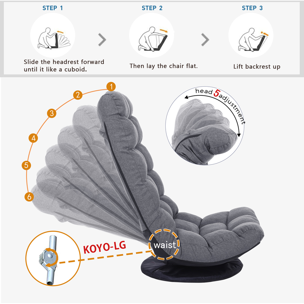 Furniture One Grey Adjustable Backrest Floor Chair Image 4