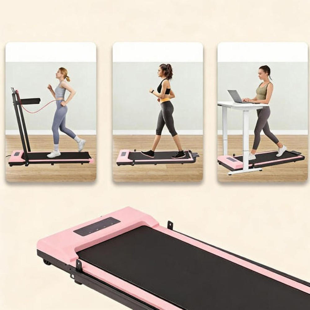 Willowmare 2-in-1 Pink Foldable Electric Treadmill with Handrail and LCD Screen Image 5