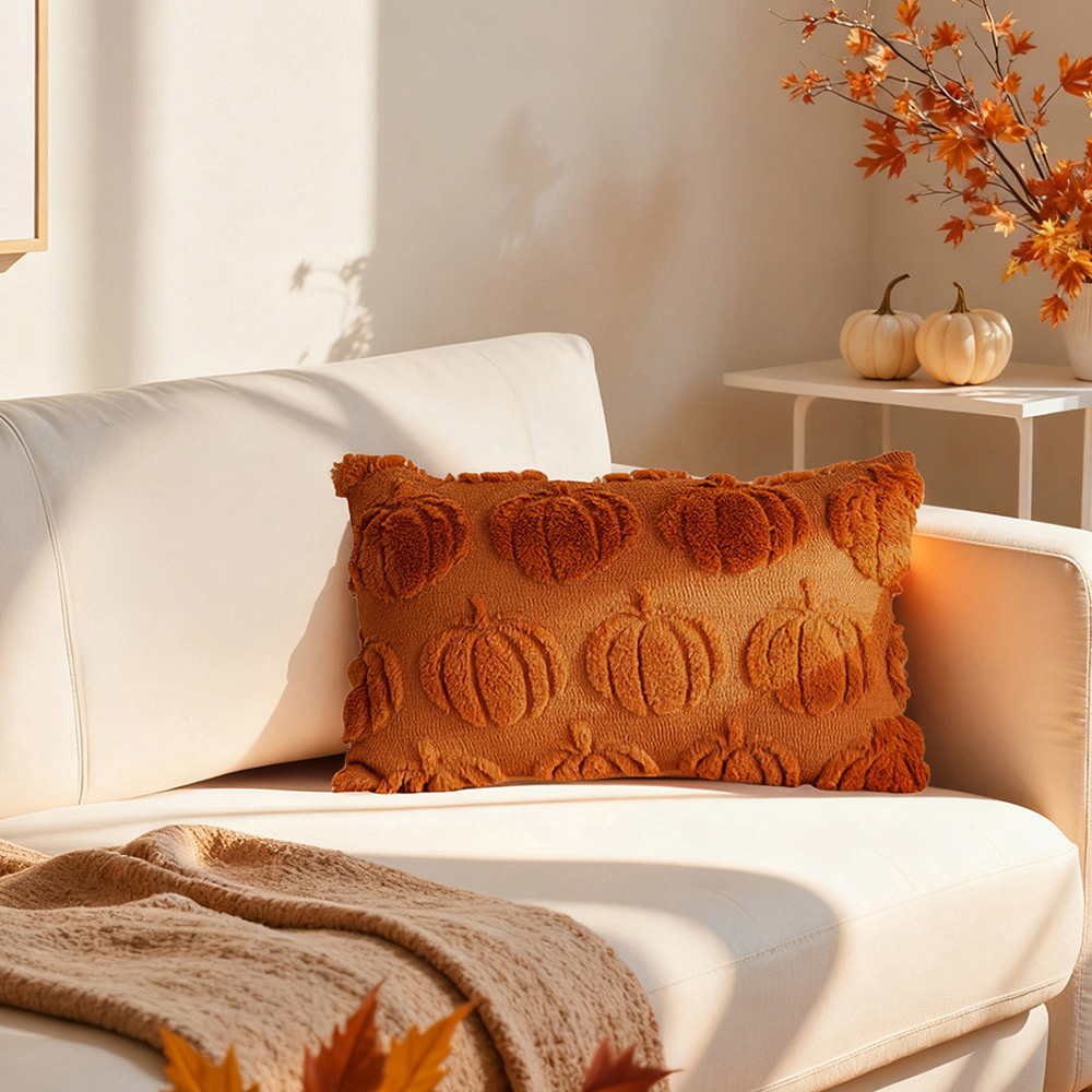 Living and Home Orange Pumpkin Soft Plush Throw Pillow 30 x 50cm Image 2