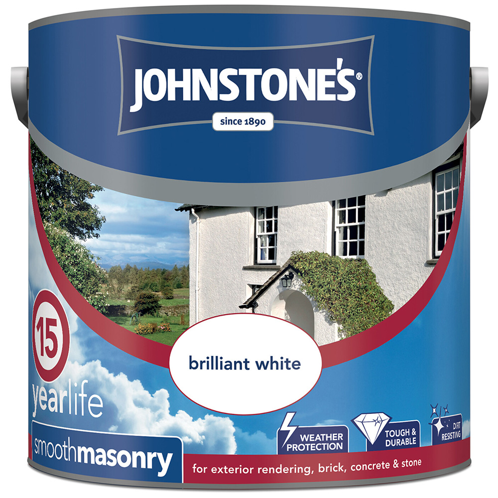 Johnstone's Walls Brilliant White Smooth Masonry Paint 2.5L Image 2
