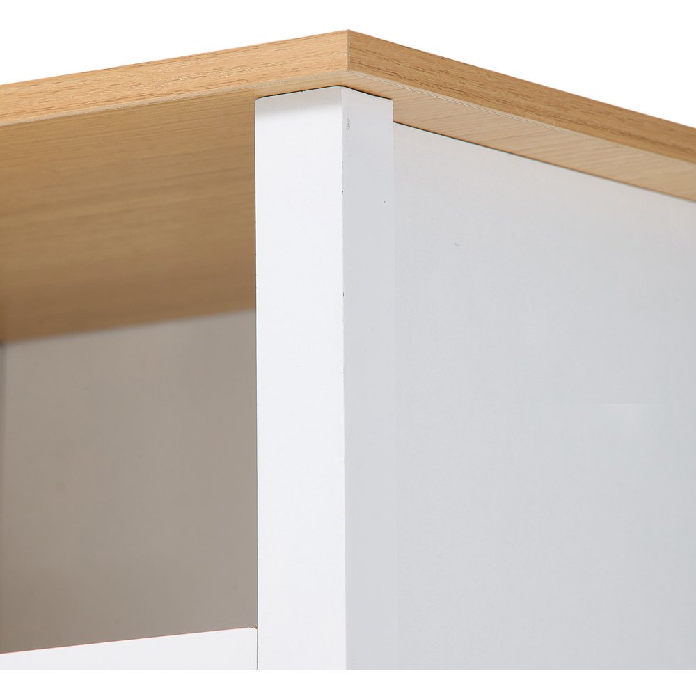 Living and Home Single Door Single Shelf White Bedside Table with Wood Grain Top Image 5