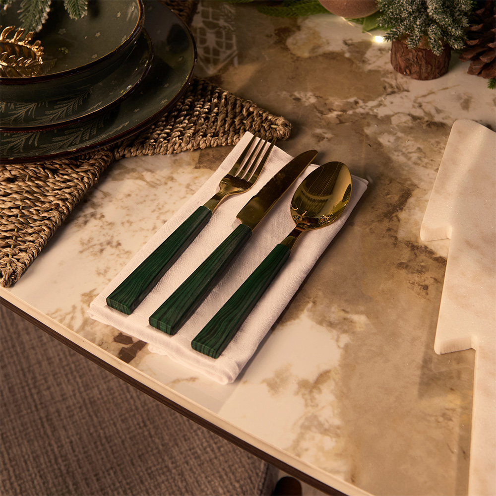 Emerald Gold Cutlery Set Image 3