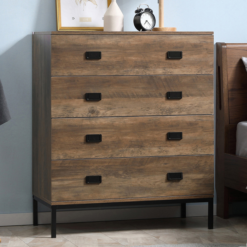 Portland 4 Drawer Brown Chest of Drawers Image 1