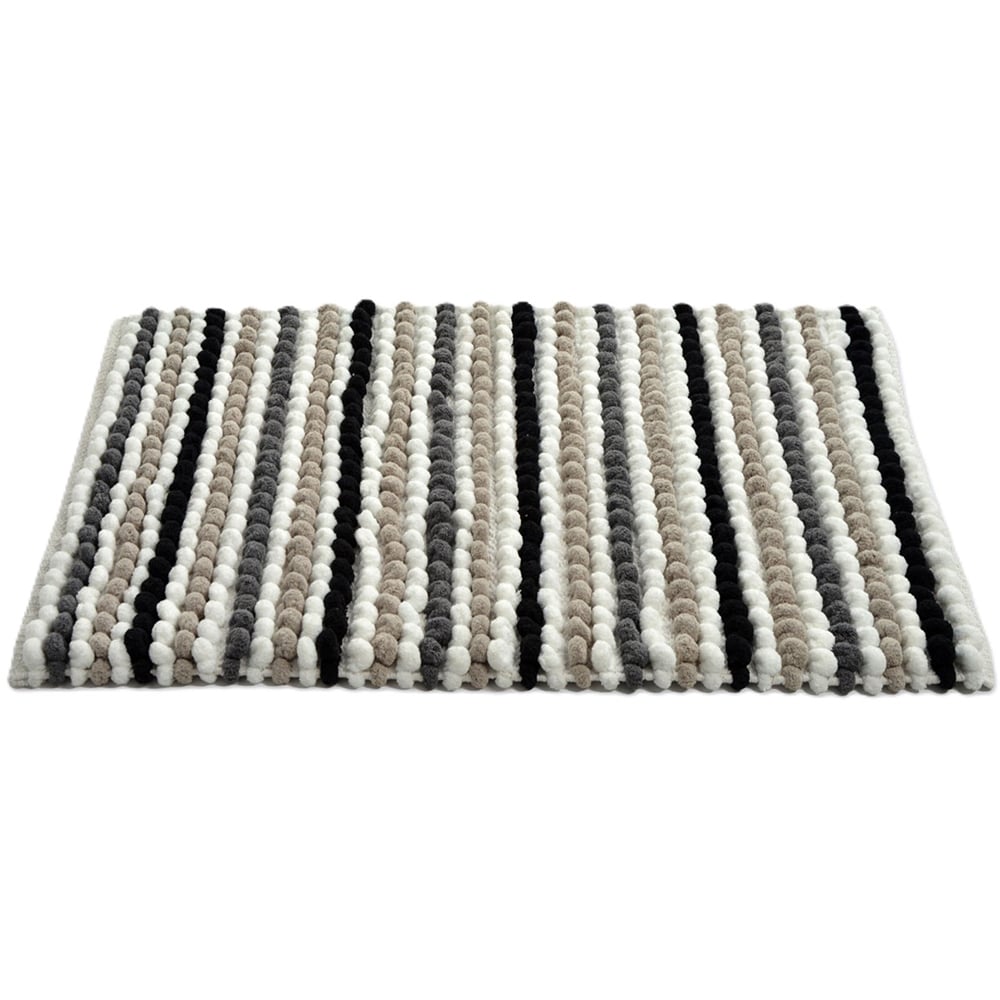 Allure Bath Fashions California Monochrome Striped Chunky Bobble Bath Mat 50 x 80cm Image 1