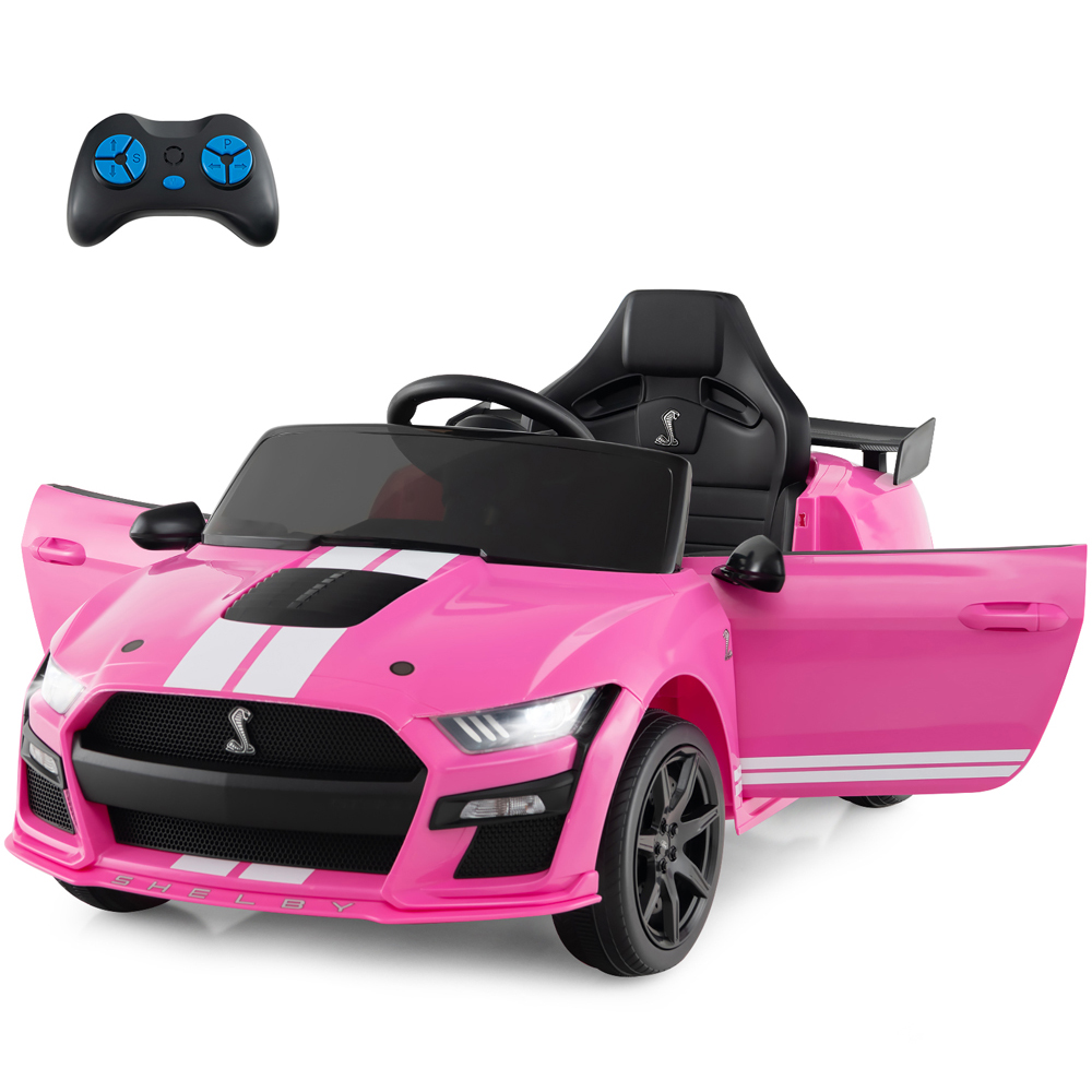 Costway Kids Pink Licensed Ford Mustang Shelby GT500 Electric Ride On Car 12V Image 3