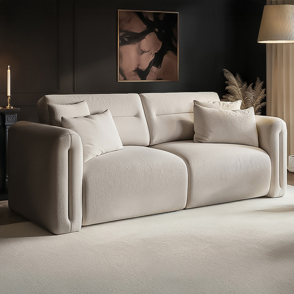 Solace+Co Mabel 3 Seater Beige Chenille Sofa Image 1