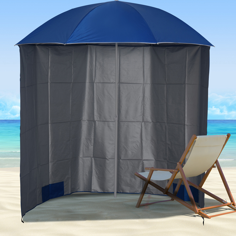 Outsunny Blue Fishing Beach Parasol with Sides and Carry Bag 2.2m Image 2