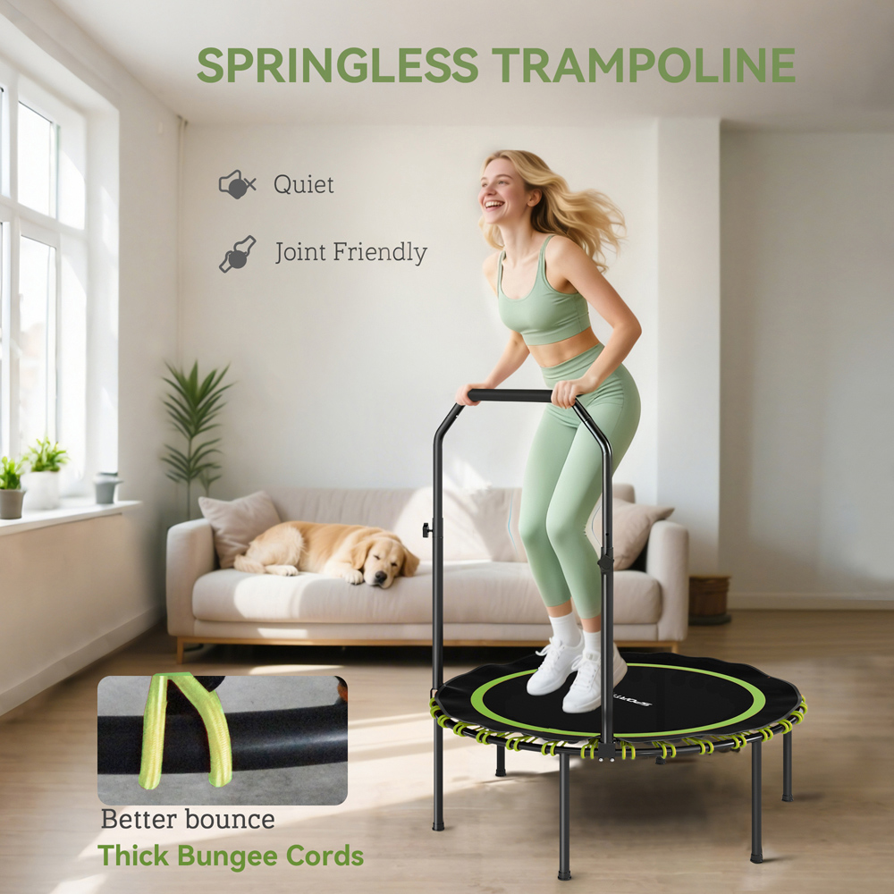 SPORTNOW 3.3ft Green Foldable Rebounder Mini Trampoline with Handle Image 5