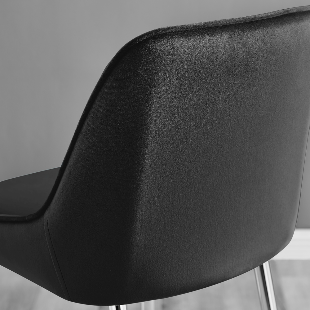 Furniturebox Flynn Black and Silver Velvet Bar Stool Set of 2 Wilko