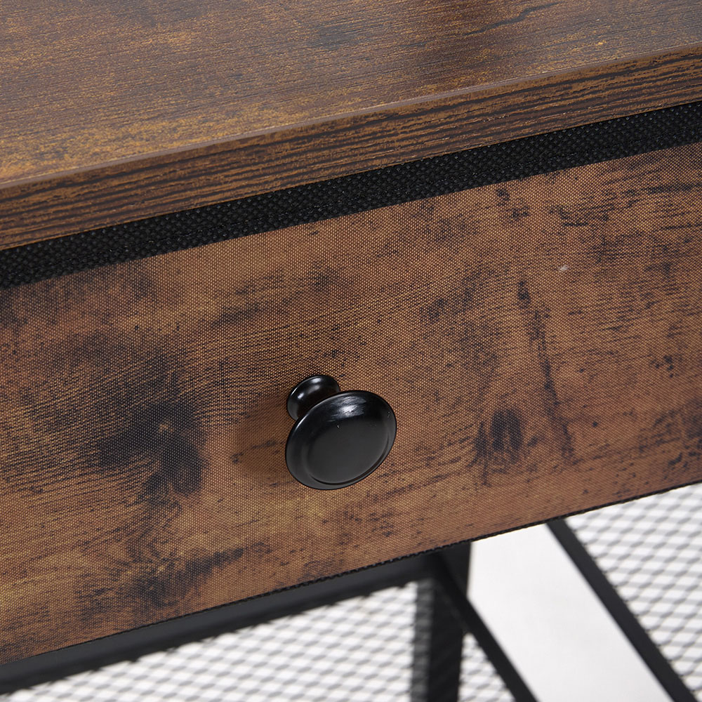 Living and Home Single Drawer 4 Shelf Wood and Metal Coffee Station with Hanging Rail Image 4