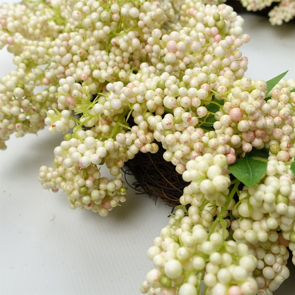 Leaf White Berry Hanging Artificial Wreath 55cm Image 7