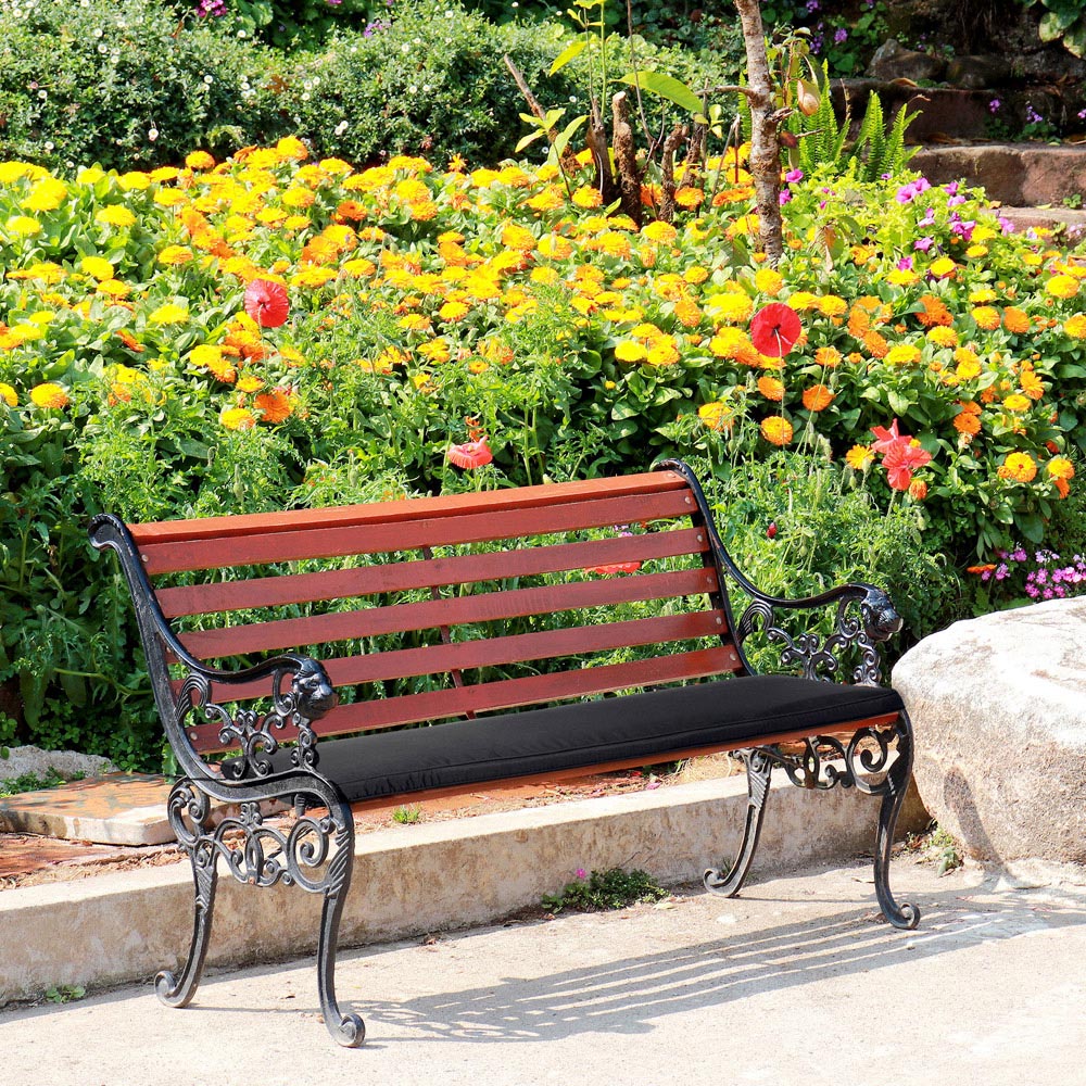 Outsunny 2 Seater Black Bench Cushion 110 x 46cm Image 2