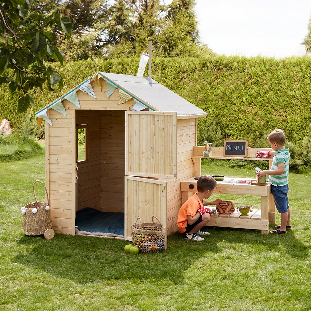 Soulet Jasmine 4 x 4ft Kids Wooden Playhouse with Mud Kitchen Image 8