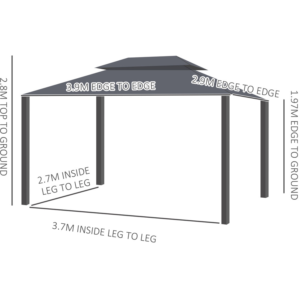 Outsunny 3 x 4m Black 2 Tier Roof Aluminium Garden Gazebo Image 7
