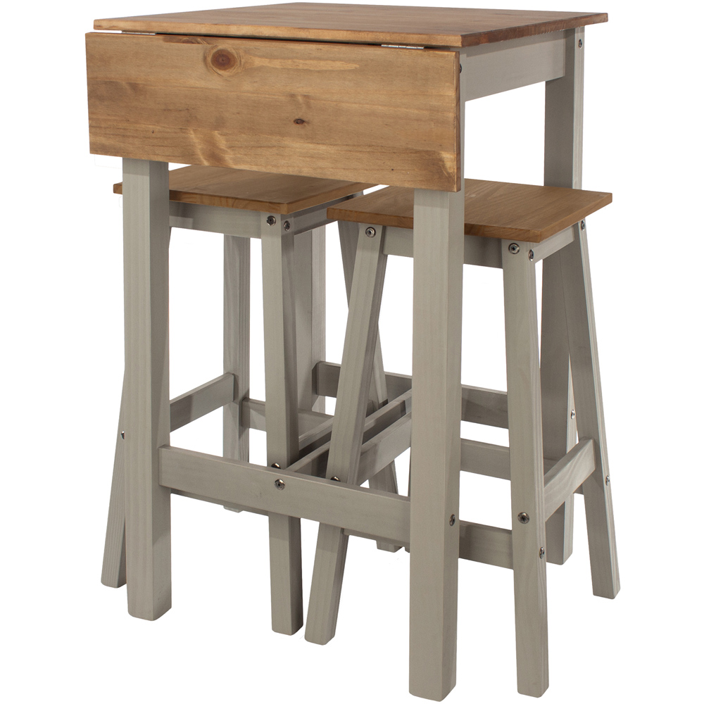 Core Products Corona 2 Seater Drop Leaf Breakfast Table Set Linea Grey Image 2