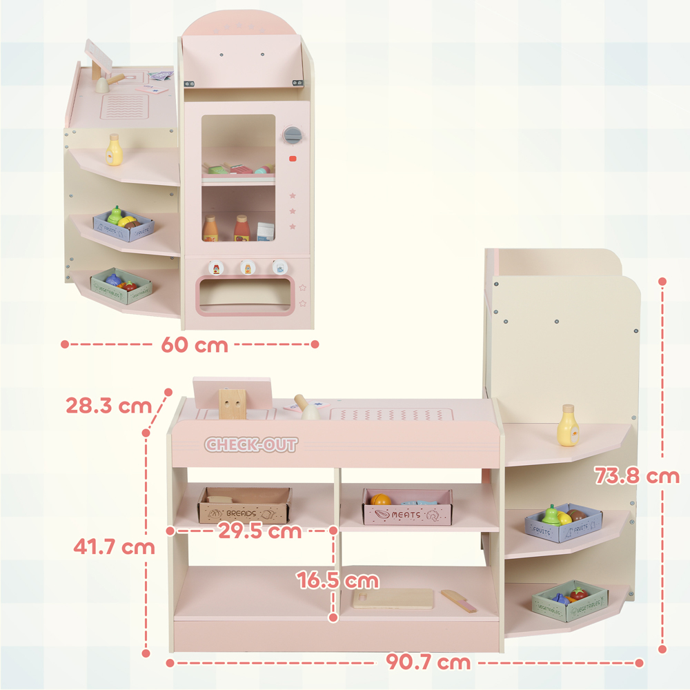 Tommy Toys AIYAPLAY Kids Pink Grocery Store Pretend Play Shop with Cash Register Image 9