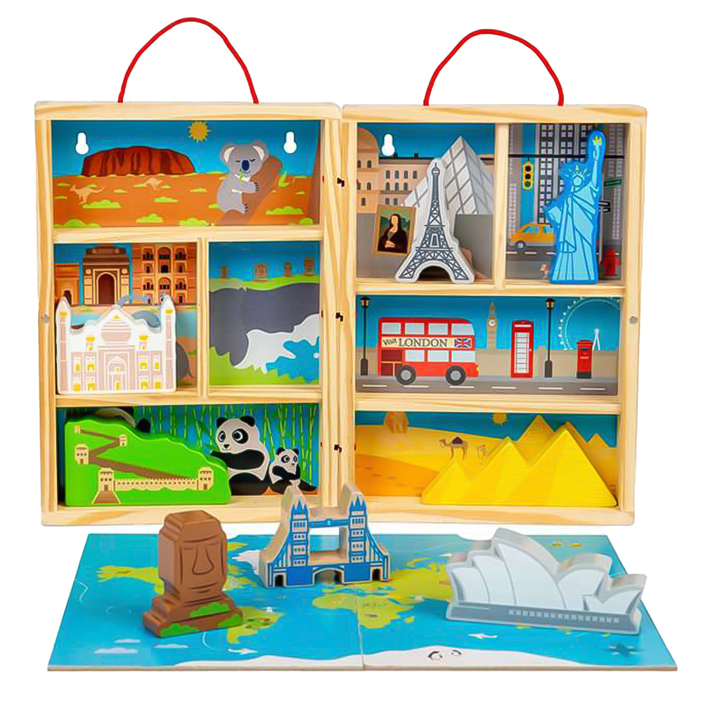 Bigjigs Toys Kids 10 Piece Wooden Travel Playset Image 1