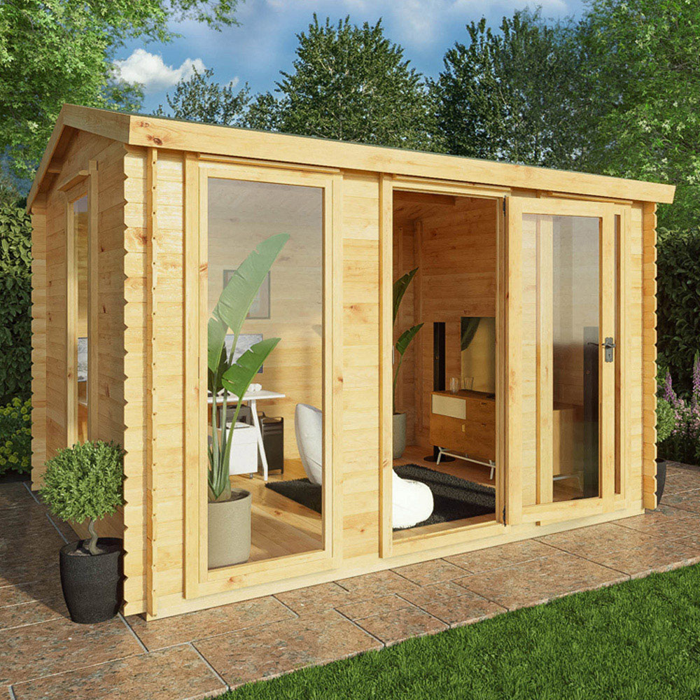 Mercia 11.4 x 9.8ft Wooden Reverse Apex Log Cabin Image 2