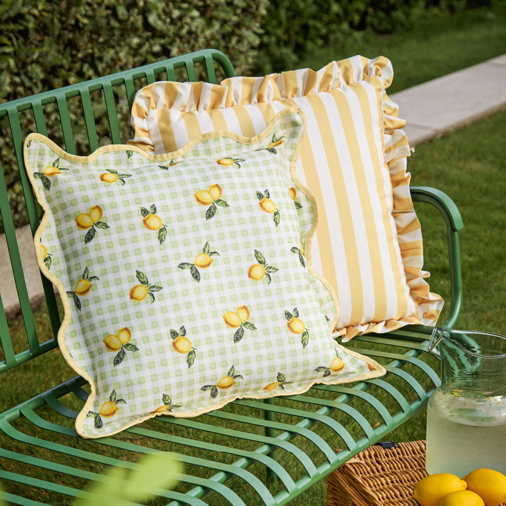 Furn Fruits Green Lemons Gingham Check Cushion 45 x 45cm Image 6