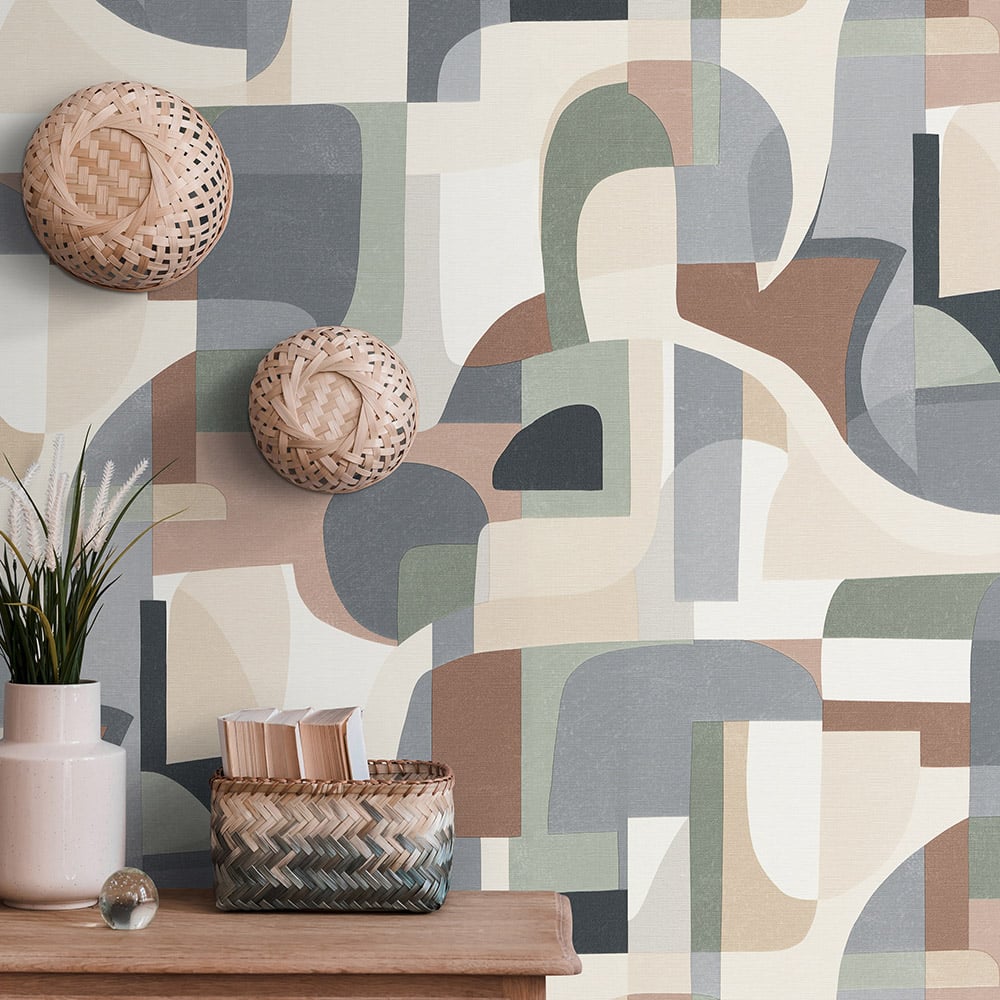 Erismann Fragment Geometric Brown Vinyl Wallpaper Image 4