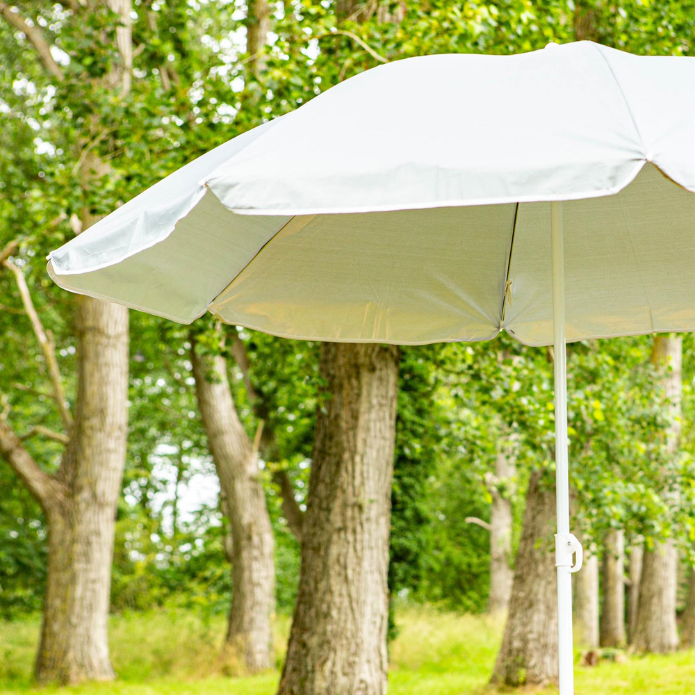 Harbour Housewares Grey and Green Metal Beach Parasol with Fillable Base 1.74 x 1.93m Image 3