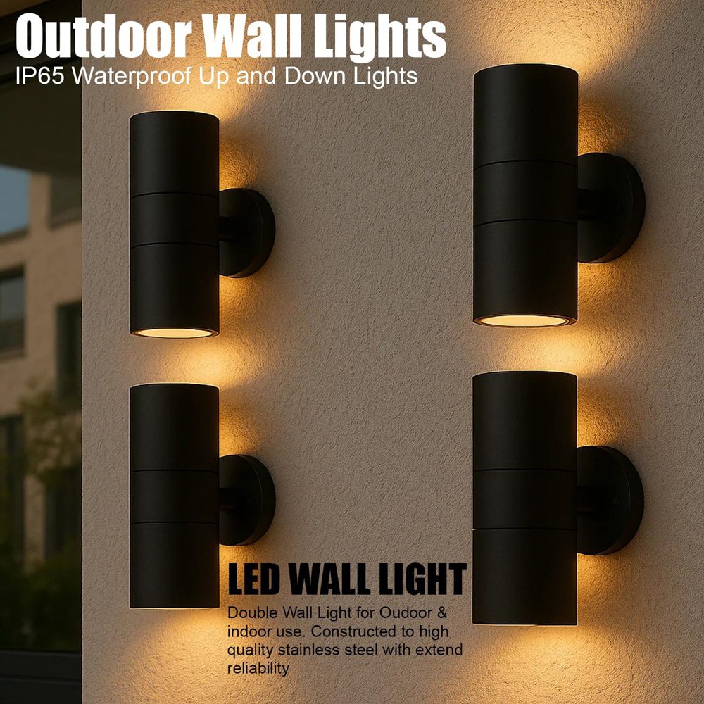 ATEK GU10 Black Aluminium Exterior Sconce Up Down Outdoor Wall Light Image 3