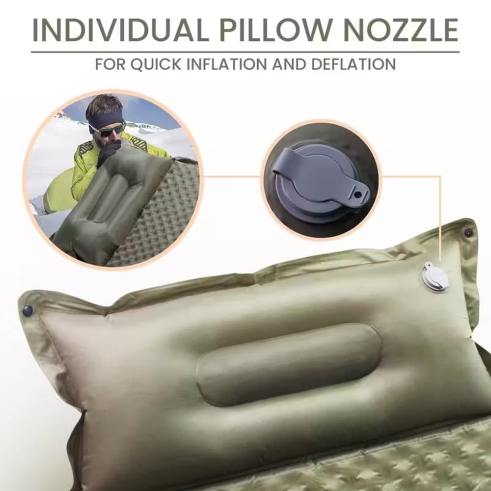 Alivio Single Olive Green Waterproof Inflatable Camping Sleeping Pad Image 4
