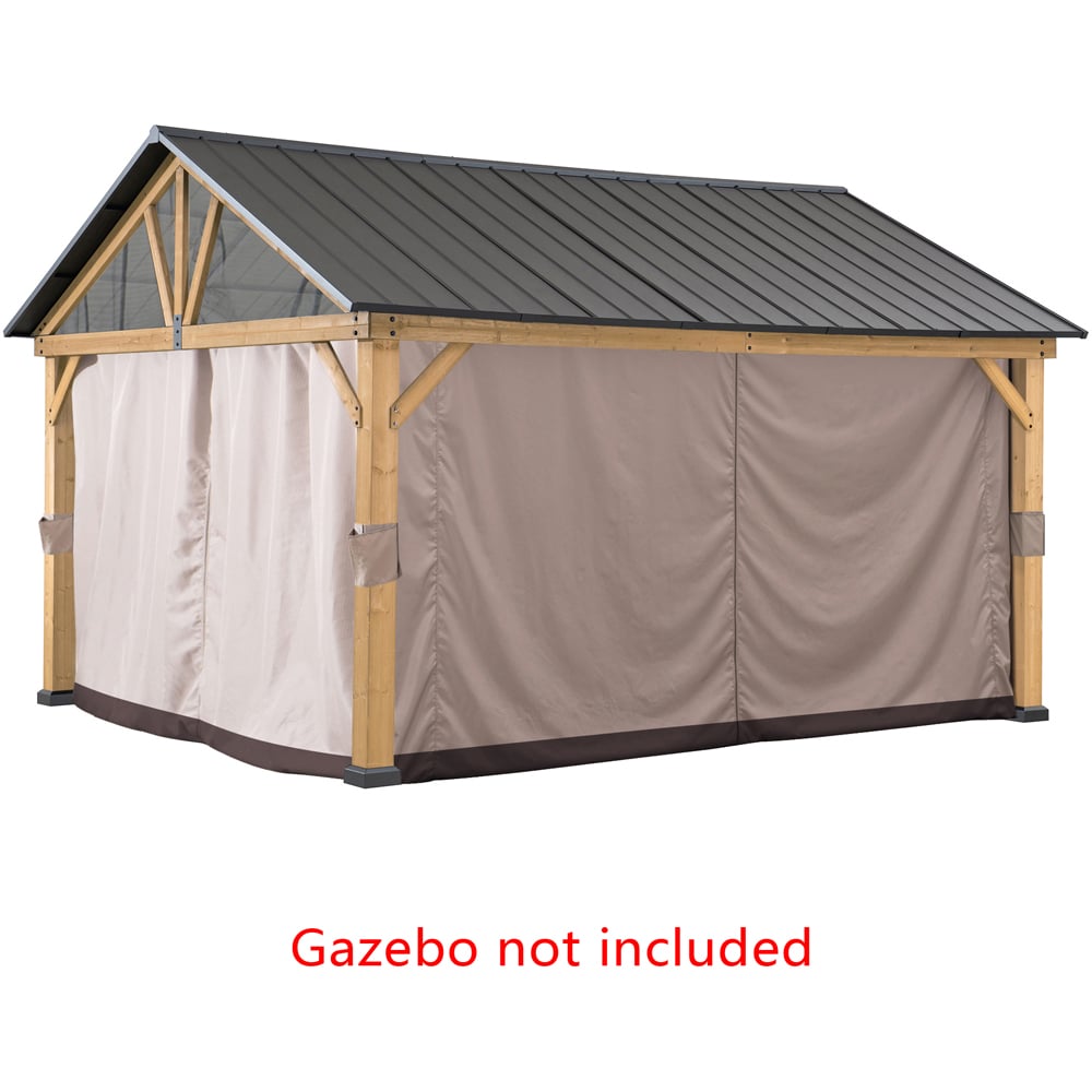 Sunjoy 3.5 x 4m Khaki Accessory Curtain for Cedar Wooden Gazebo (Gazebo Not Include) Image 3