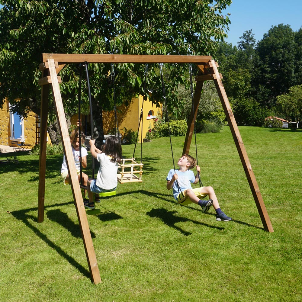 Soulet Pierre Kids Wooden Triple Swing Set Image 2