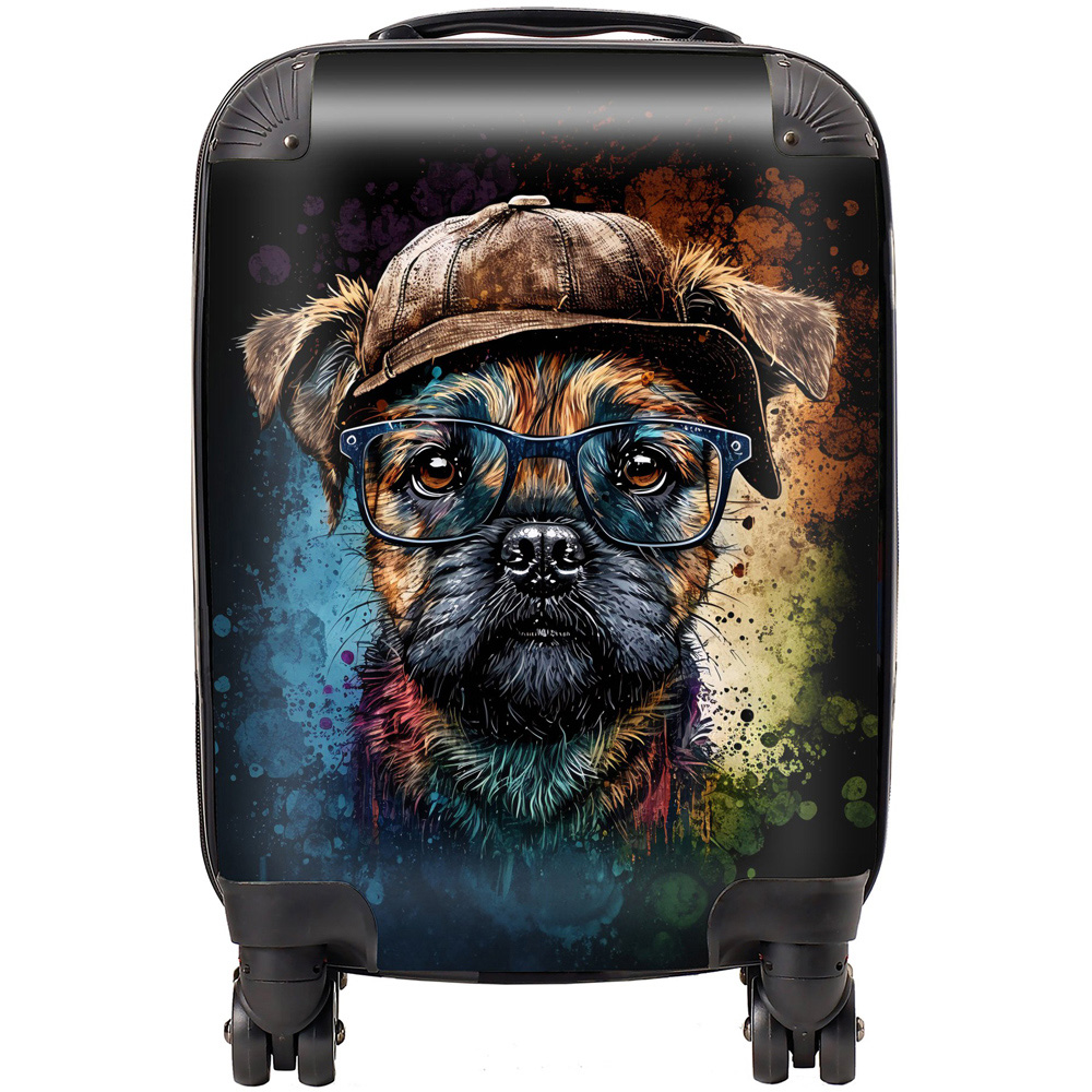 Warren Reed Designer Mini Cabin Splashart Border Terrier Dog Face Suitcase Image 1