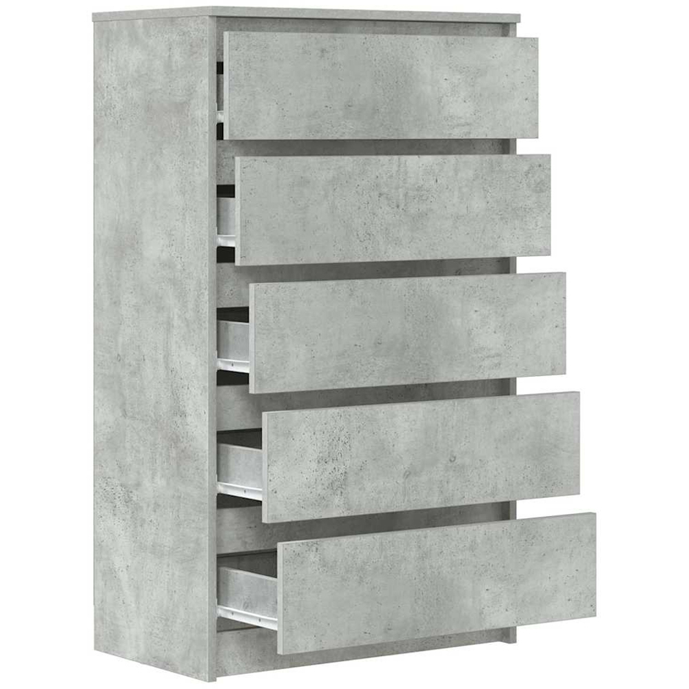 vidaXL 5 Drawer Concrete Grey Bedside Cabinet Image 3
