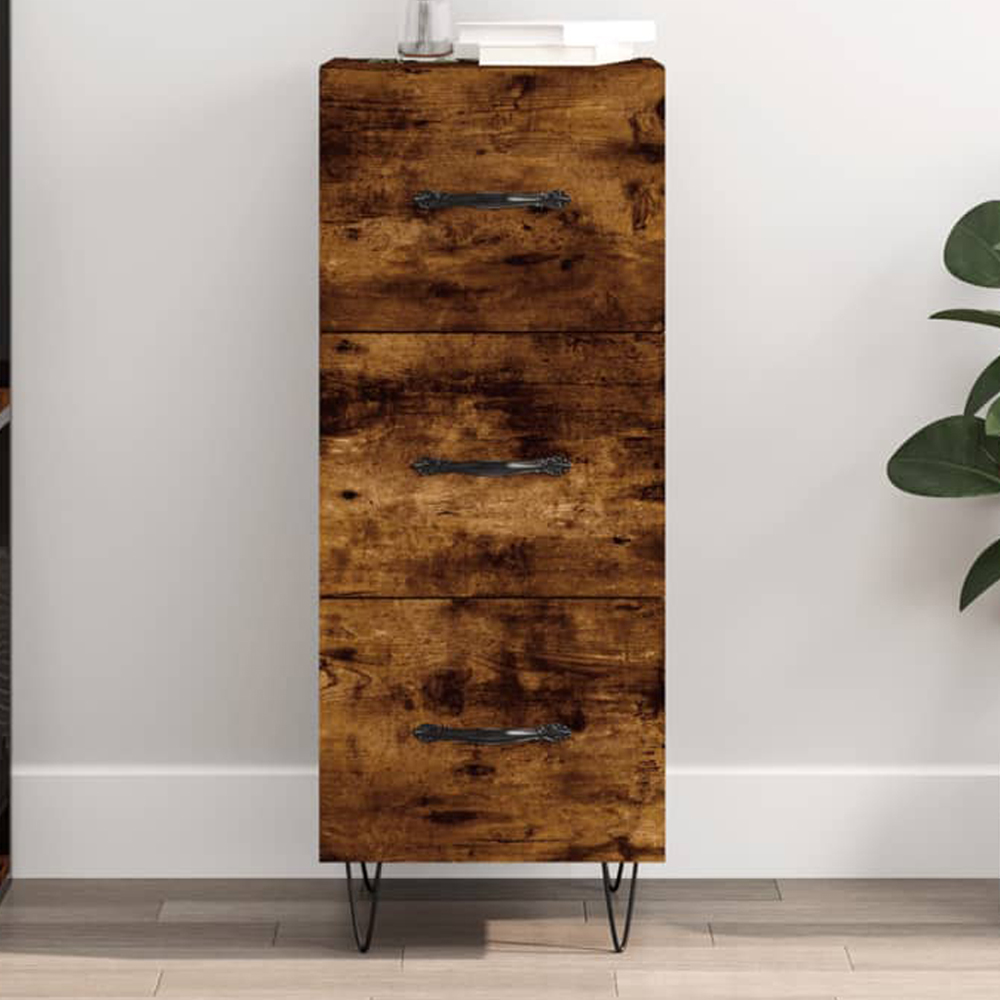 vidaXL 3 Drawer Smoked Oak Sideboard Image 1