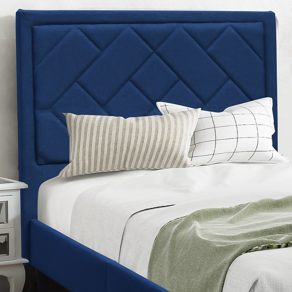 Brooklyn Single Blue Padded Headboard Bed Frame Image 2