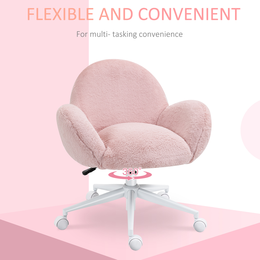 Portland Pink Fluffy Leisure Swivel Office Chair Image 5