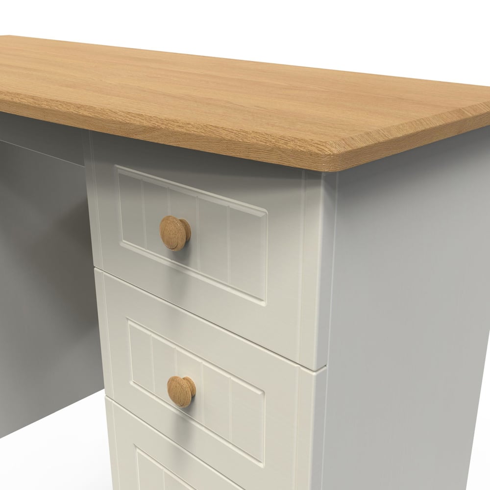 Crowndale Warwick 6 Drawer Cream Ash and Oak Kneehole Desk Image 5
