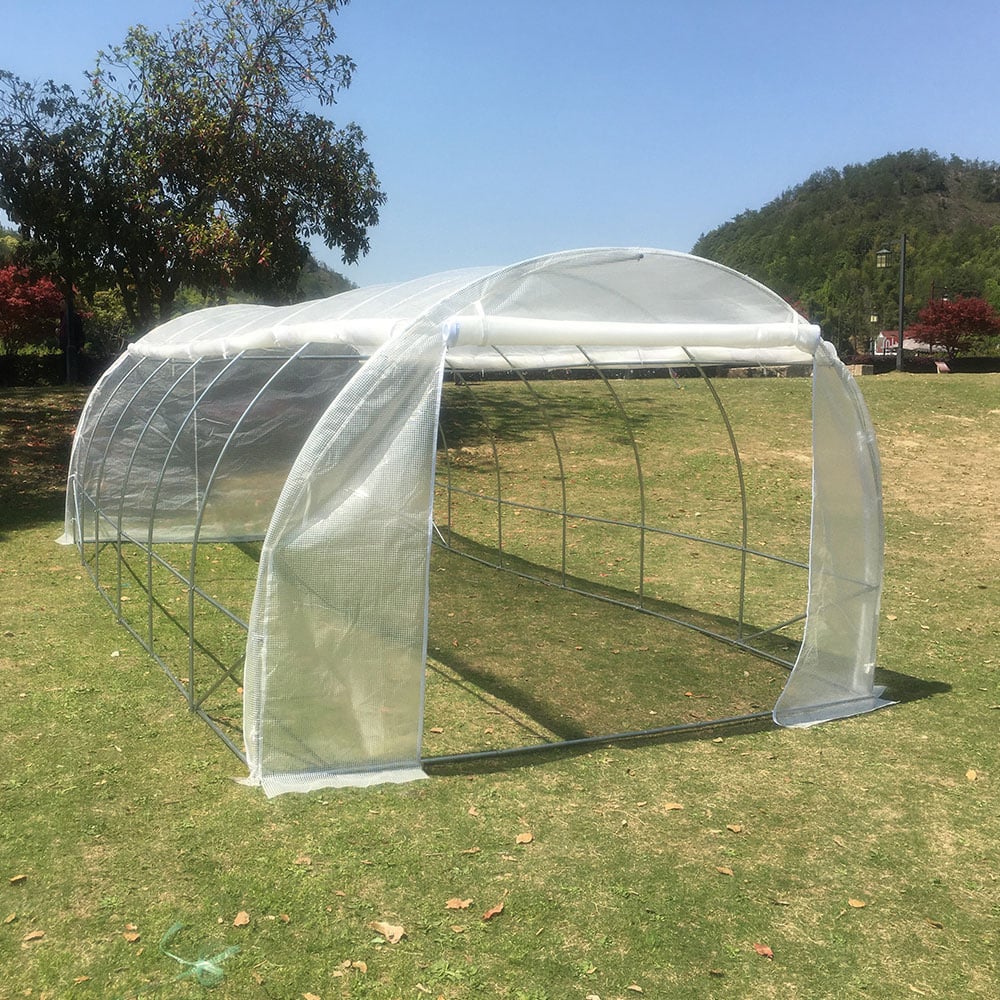 Living and Home White 9.8 x 20ft Outdoor Tunnel Greenhouse Image 7