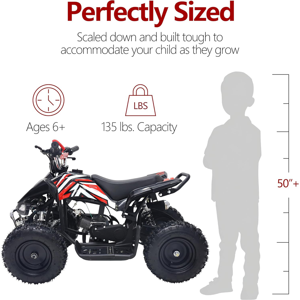 Alivio Kids Red 49cc 2-Stroke Engine Mini Petrol Quad Bike with Disc Brakes 1.8L Image 8