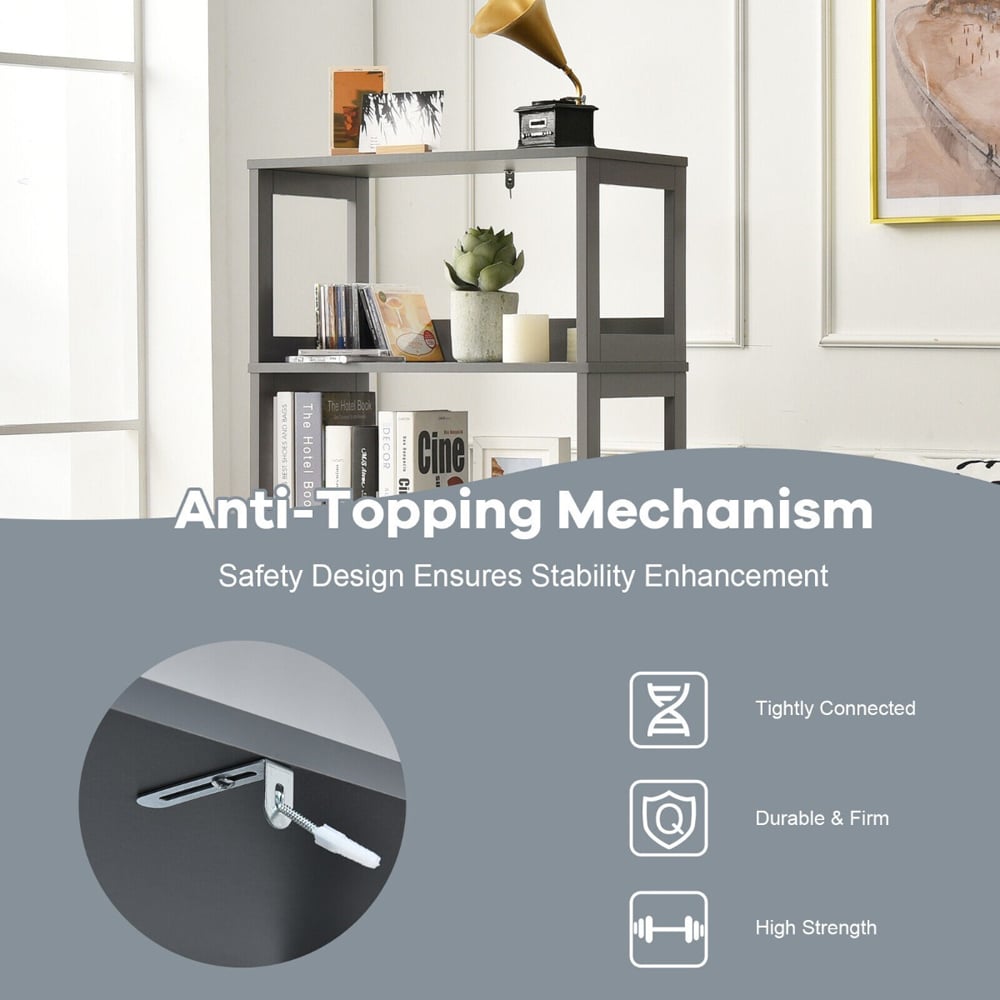 Costway Single Drawer 3 Shelf Grey Multipurpose Storage Cabinet Image 7