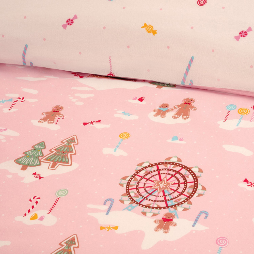 Gingerbread Fairground Duvet Set Pink King Image 4