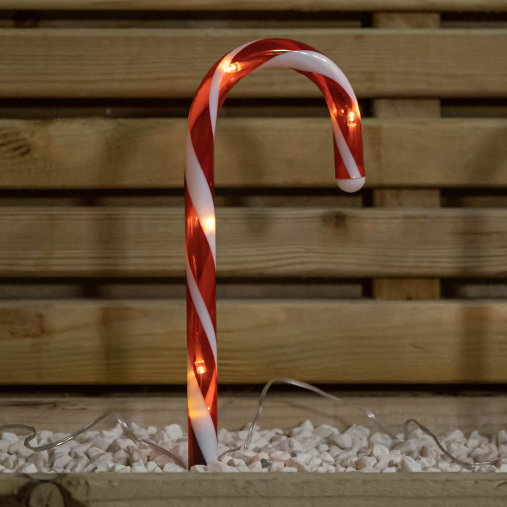 Samuel Alexander 12 Piece 60 Warm White LED Candy Cane Christmas Path Light Set Image 6