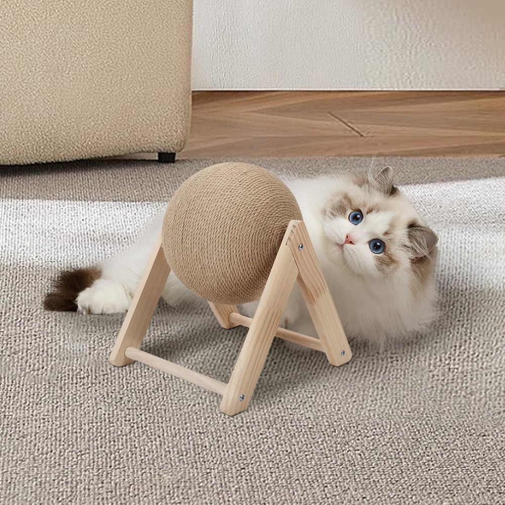 Living and Home Wooden Cat Scratching Ball Toy Image 2