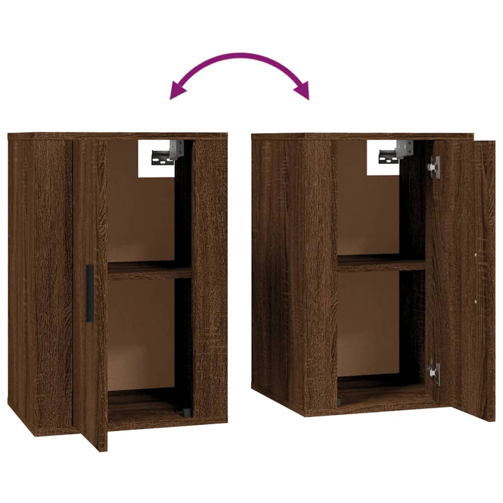 vidaXL Single Door Brown Oak Wall Mounted TV Cabinet Set of 2 Image 9