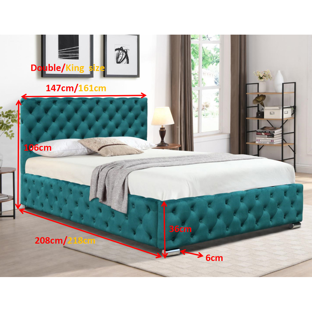 Comfy Living Double Green Tufted Fabric Bed Frame Image 3