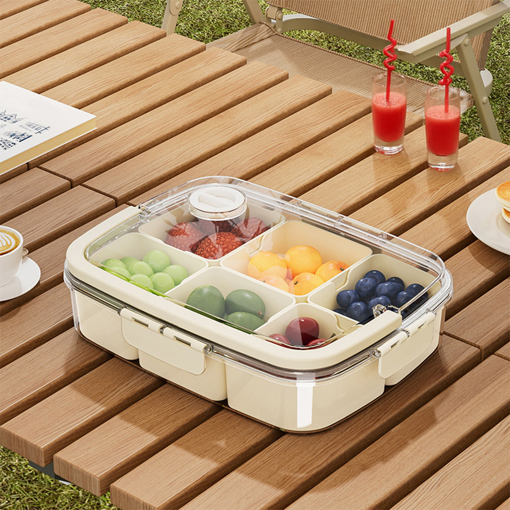 Living and Home 6 Compartment Cream Stackable Airtight Fridge Storage Container Image 7