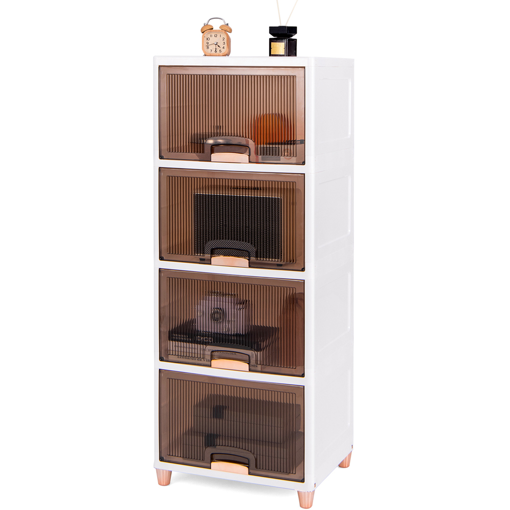 Costway 4 Drawer White Stackable Storage Bins Image 3